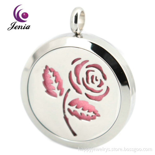 Jenia Popular Colorful Flower Style Stainless Steel Essential Oil Diffuser Perfume Necklace Pendant